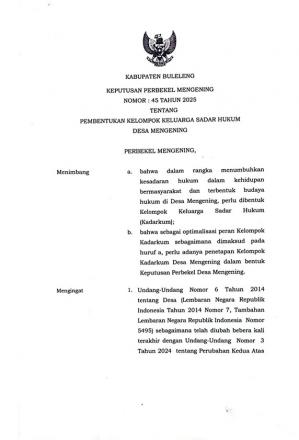 SK STANDAR PELAYANAN MINIMAL (SPM) DESA MENGENING